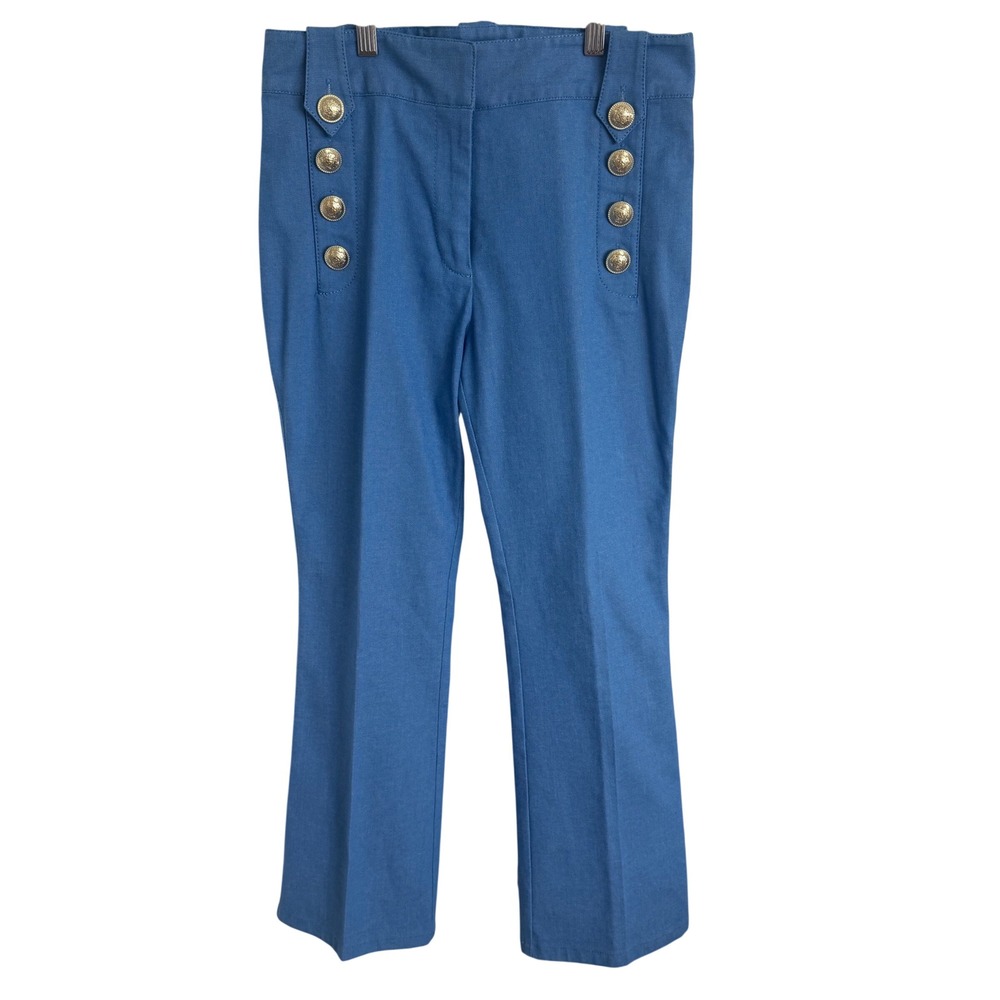 Derek Lam 10 Crosby Robertson Crop Flare Capsule Trousers Blue Tailored Pants